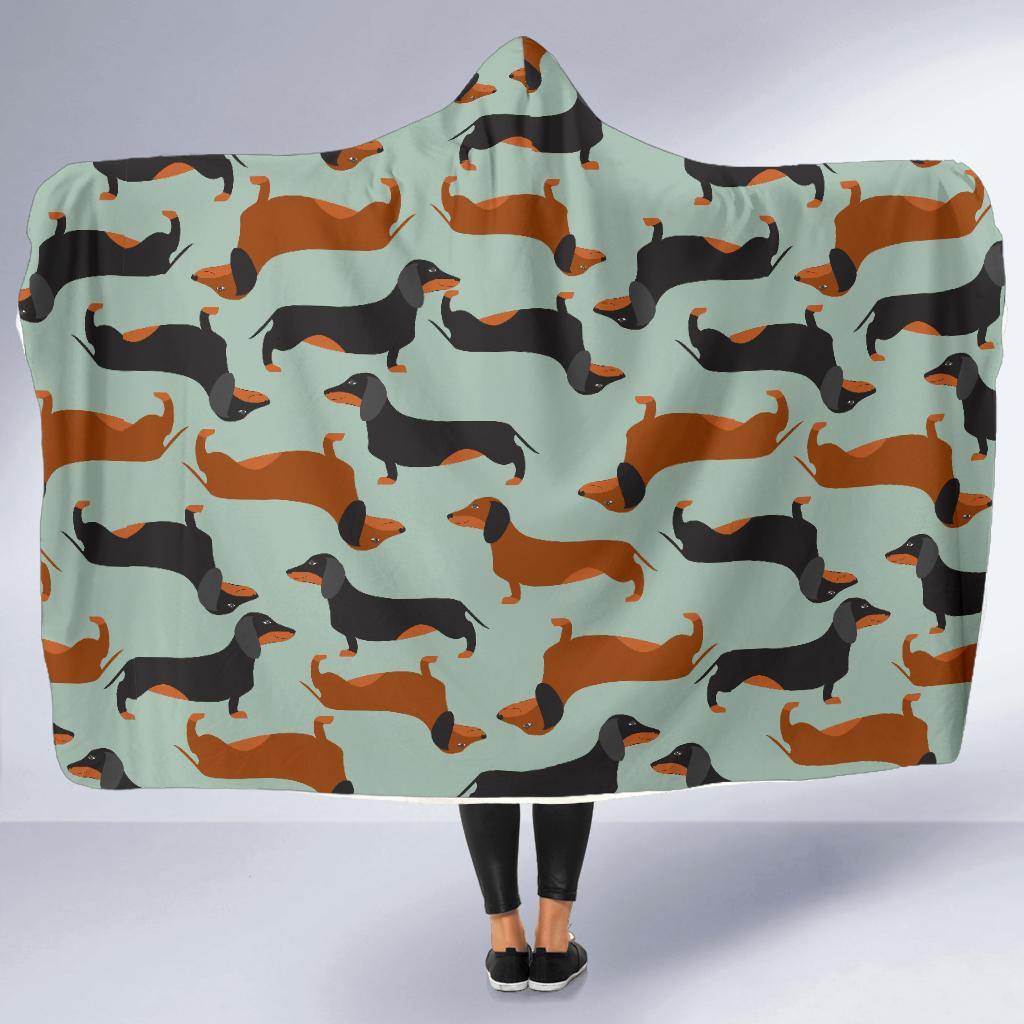 Dachshund Cute Print Pattern Hooded Blanket-JTAMIGO.COM
