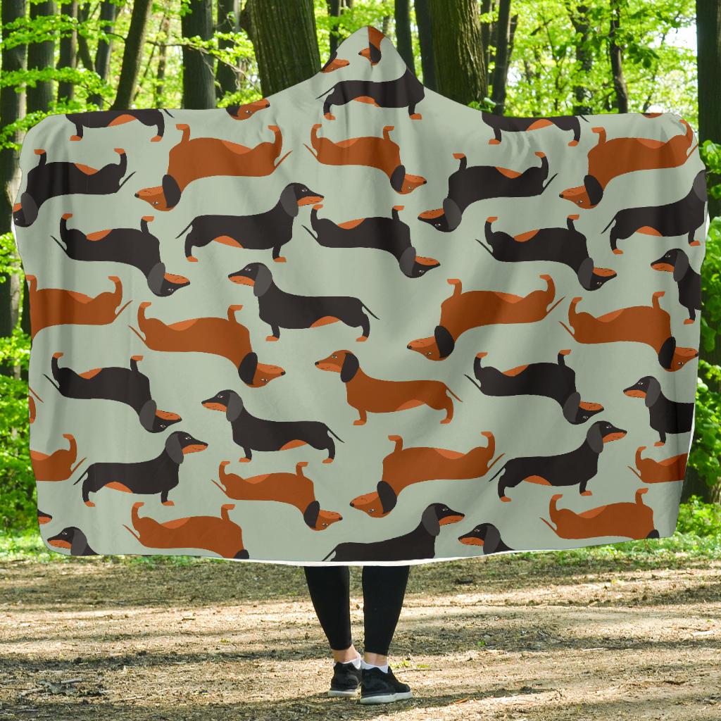 Dachshund Cute Print Pattern Hooded Blanket-JTAMIGO.COM