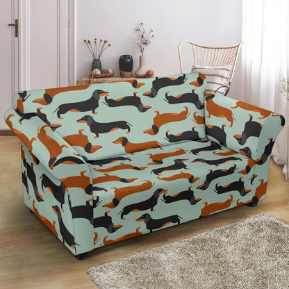 Dachshund Cute Print Pattern Loveseat Slipcover-JTAMIGO.COM