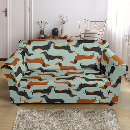 Dachshund Cute Print Pattern Loveseat Slipcover-JTAMIGO.COM