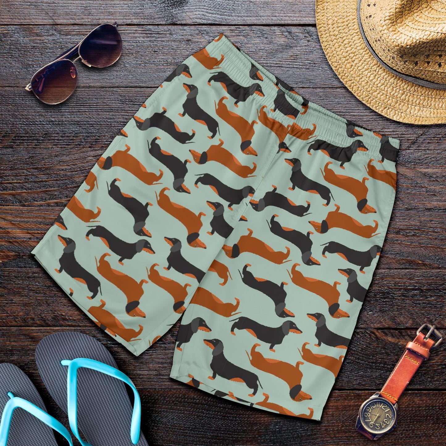 Dachshund Cute Print Pattern Mens Shorts-JTAMIGO.COM