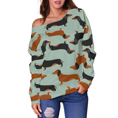 Dachshund Cute Print Pattern Off Shoulder Sweatshirt