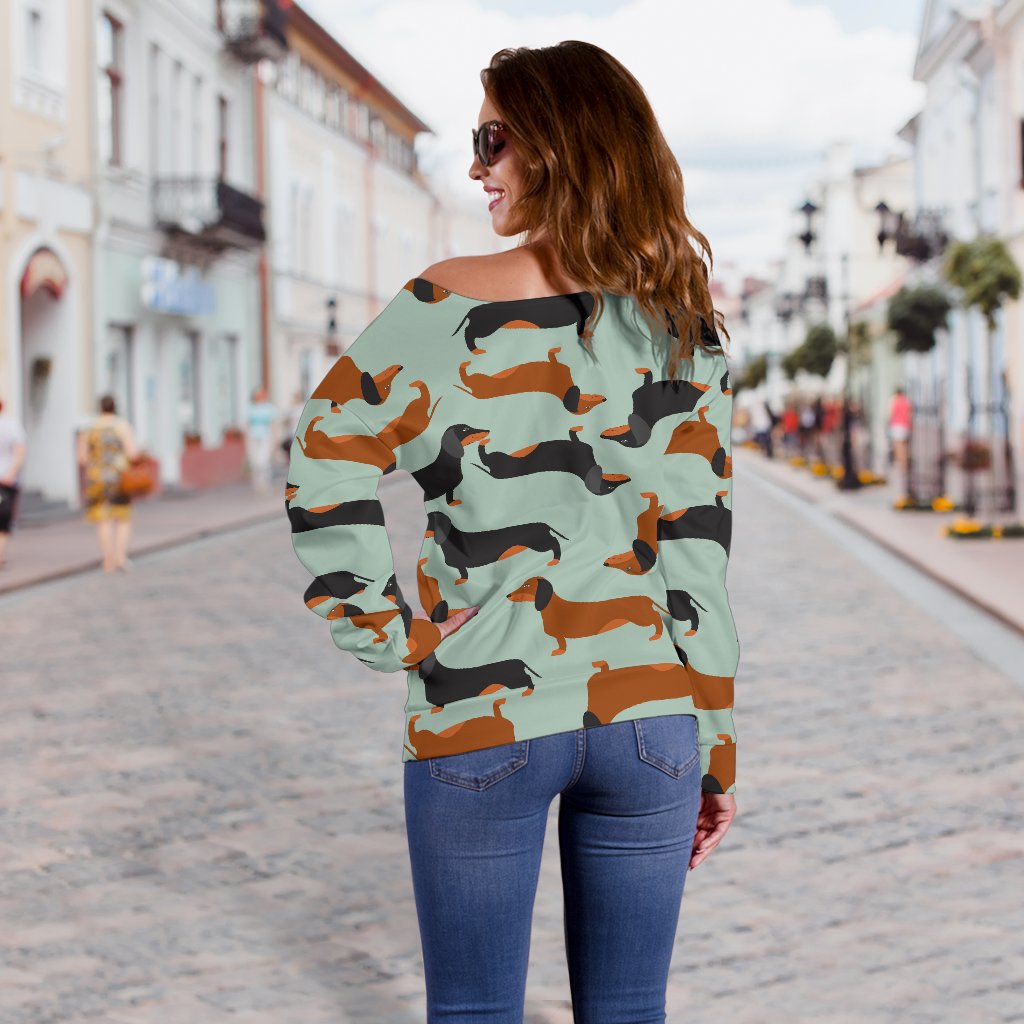Dachshund Cute Print Pattern Off Shoulder Sweatshirt