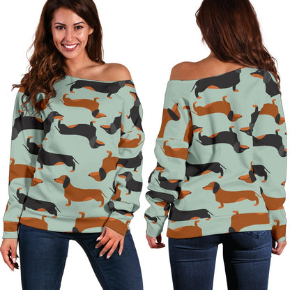 Dachshund Cute Print Pattern Off Shoulder Sweatshirt