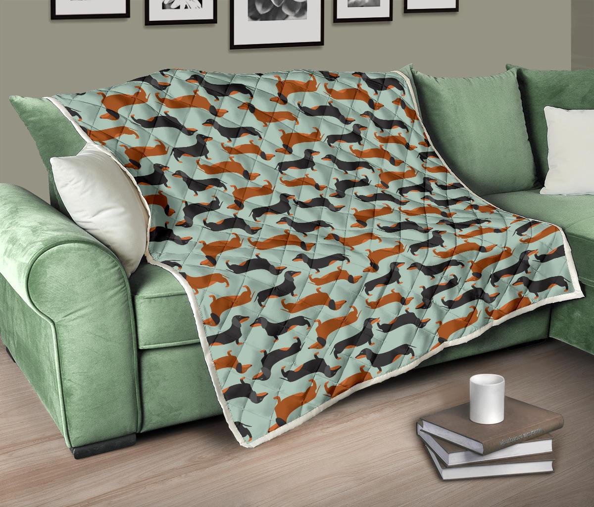 Dachshund Cute Print Pattern Premium Quilt-JTAMIGO.COM