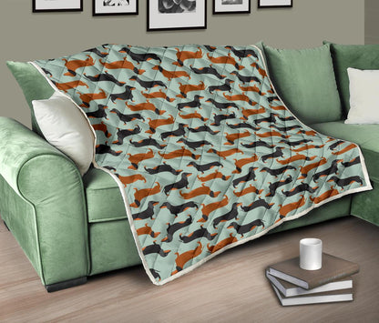 Dachshund Cute Print Pattern Premium Quilt-JTAMIGO.COM