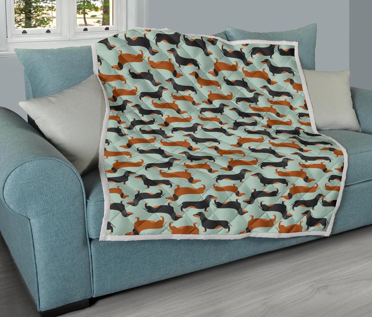 Dachshund Cute Print Pattern Premium Quilt-JTAMIGO.COM
