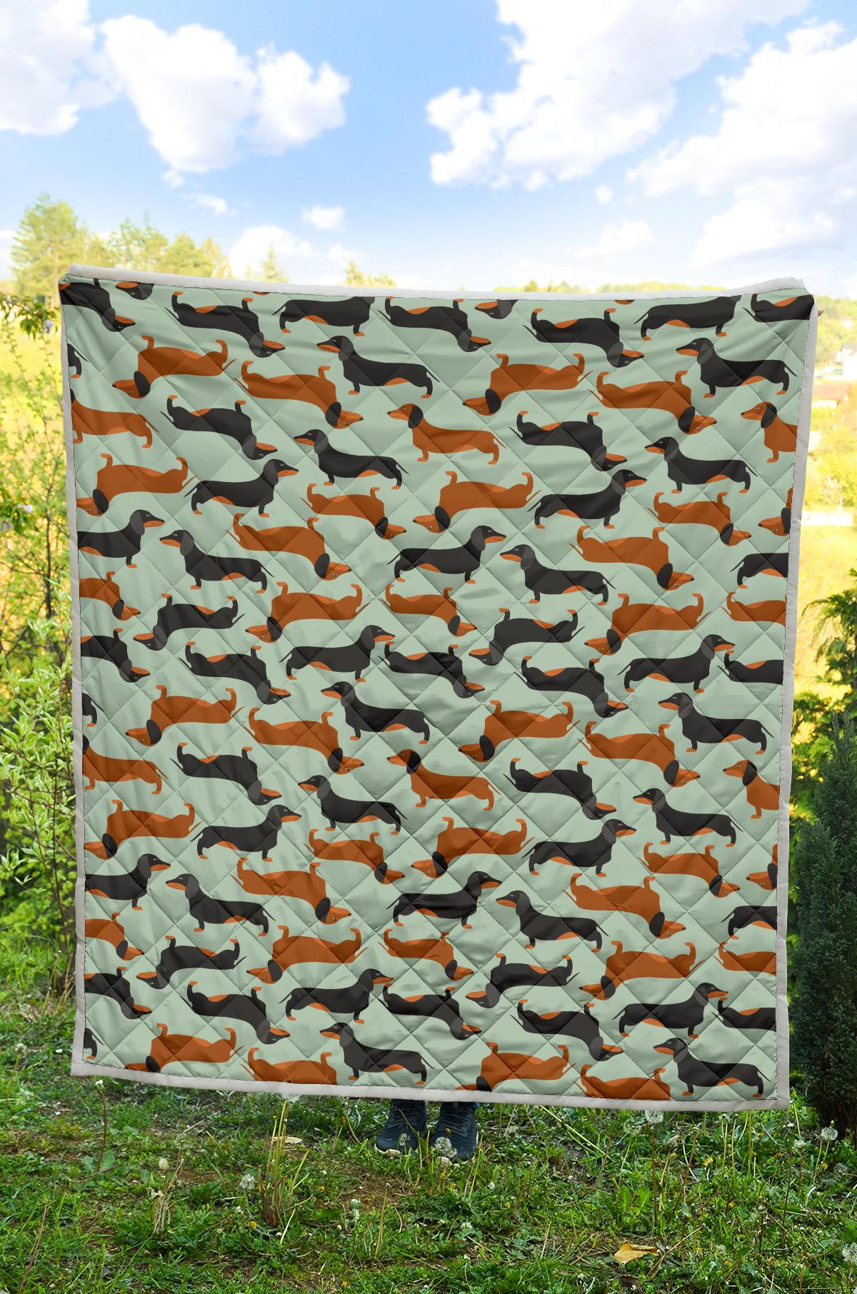 Dachshund Cute Print Pattern Premium Quilt-JTAMIGO.COM