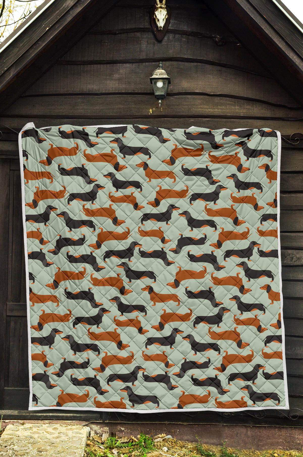 Dachshund Cute Print Pattern Premium Quilt-JTAMIGO.COM