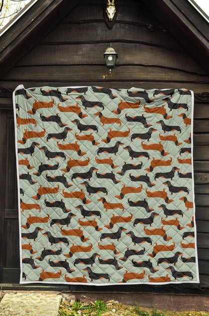 Dachshund Cute Print Pattern Premium Quilt-JTAMIGO.COM