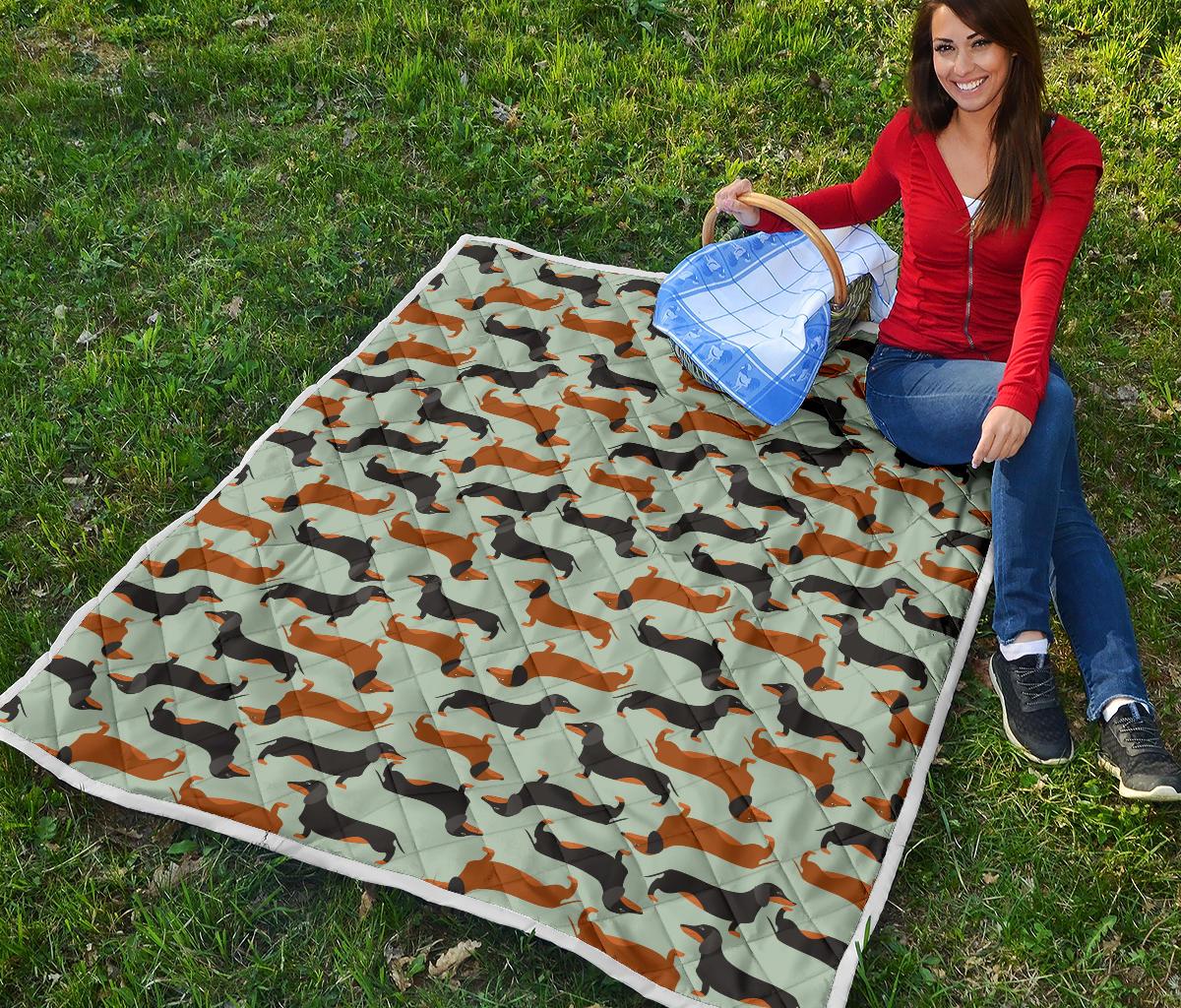 Dachshund Cute Print Pattern Premium Quilt-JTAMIGO.COM