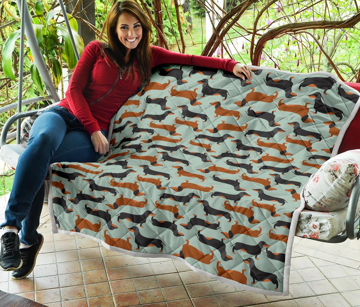 Dachshund Cute Print Pattern Premium Quilt-JTAMIGO.COM