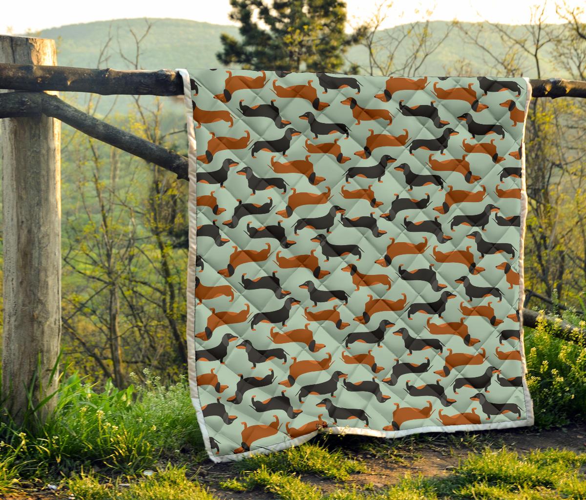 Dachshund Cute Print Pattern Premium Quilt-JTAMIGO.COM