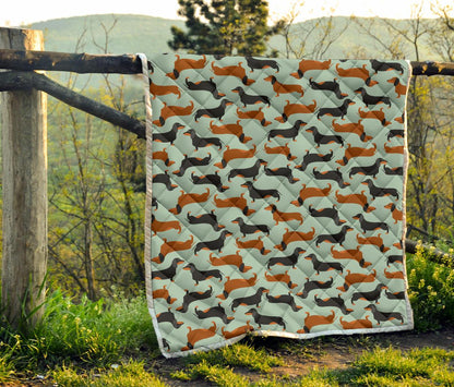 Dachshund Cute Print Pattern Premium Quilt-JTAMIGO.COM