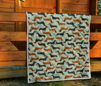 Dachshund Cute Print Pattern Premium Quilt-JTAMIGO.COM