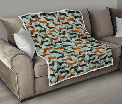 Dachshund Cute Print Pattern Premium Quilt-JTAMIGO.COM