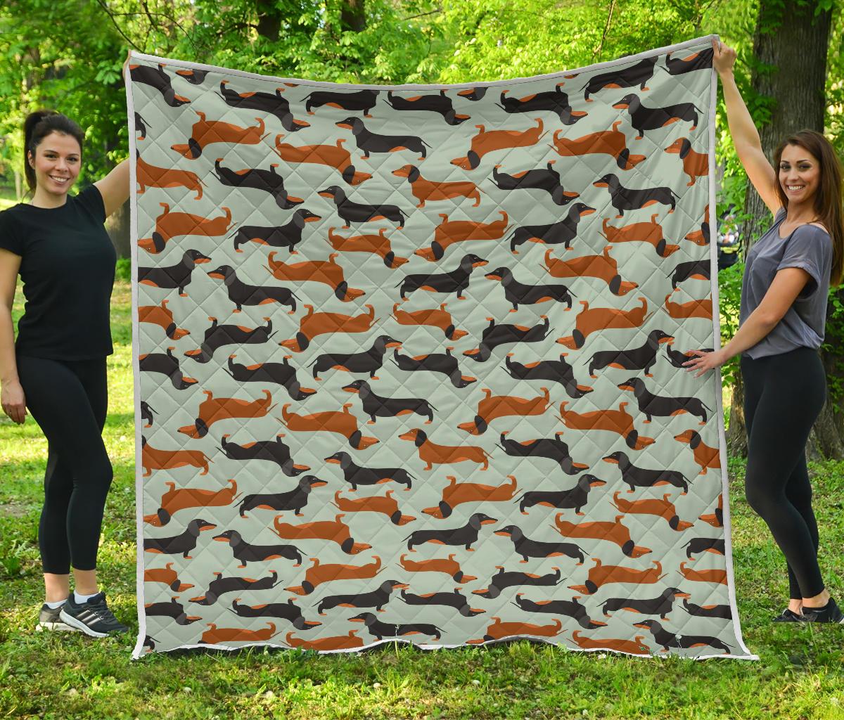 Dachshund Cute Print Pattern Premium Quilt-JTAMIGO.COM