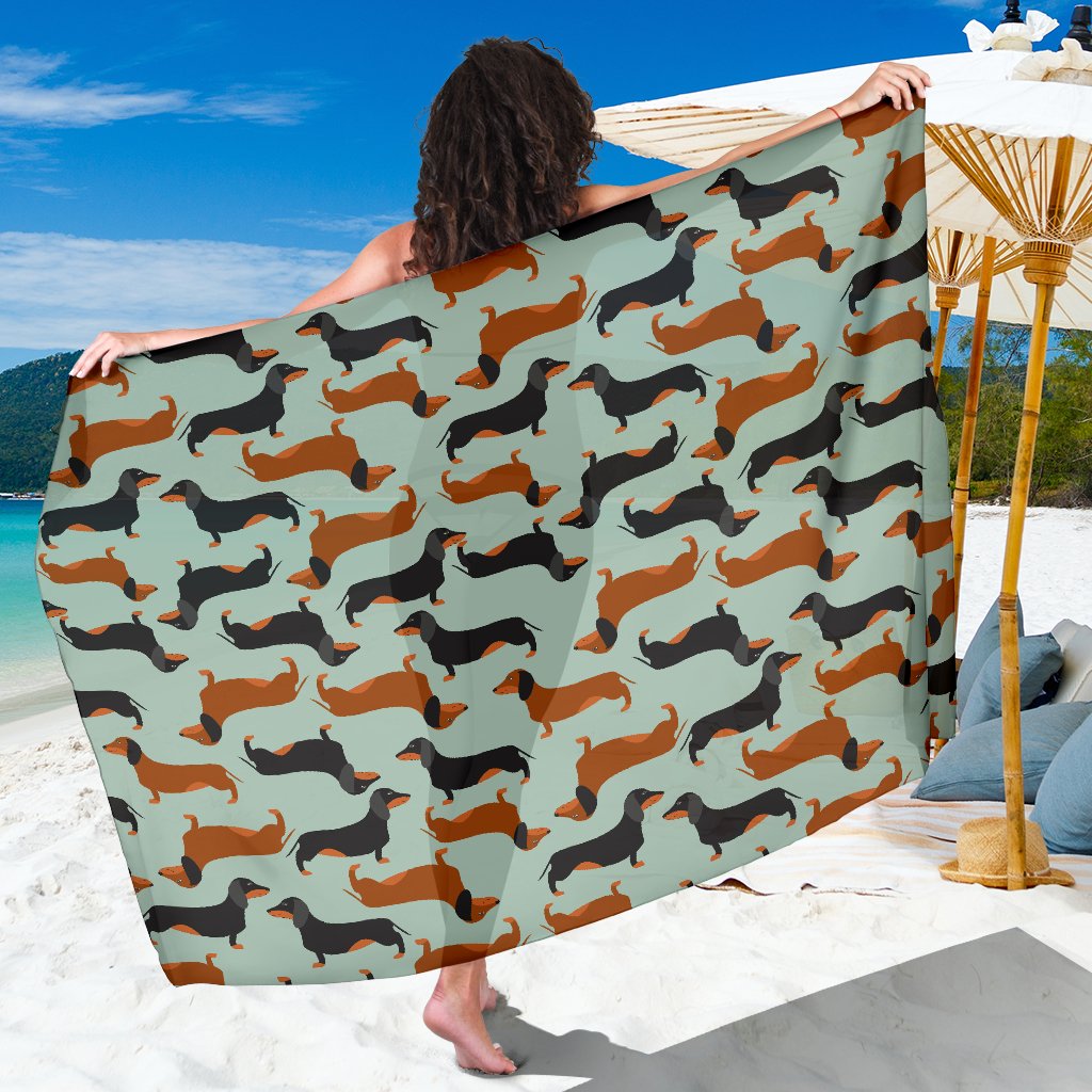 Dachshund Cute Print Pattern Sarong Pareo Wrap