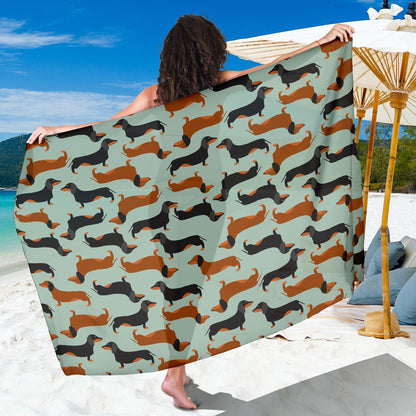 Dachshund Cute Print Pattern Sarong Pareo Wrap