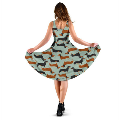 Dachshund Cute Print Pattern Sleeveless Dress