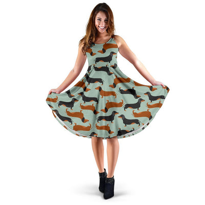 Dachshund Cute Print Pattern Sleeveless Dress