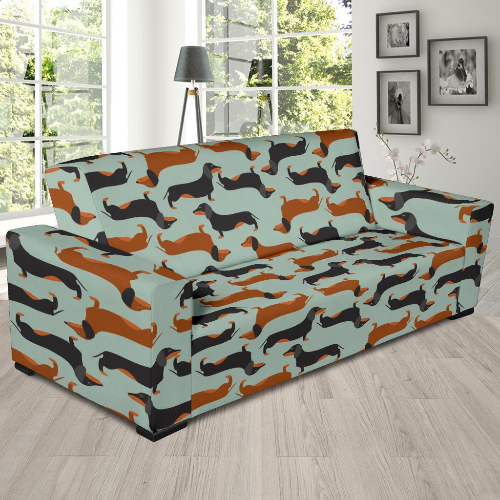 Dachshund Cute Print Pattern Sofa Slipcover-JTAMIGO.COM