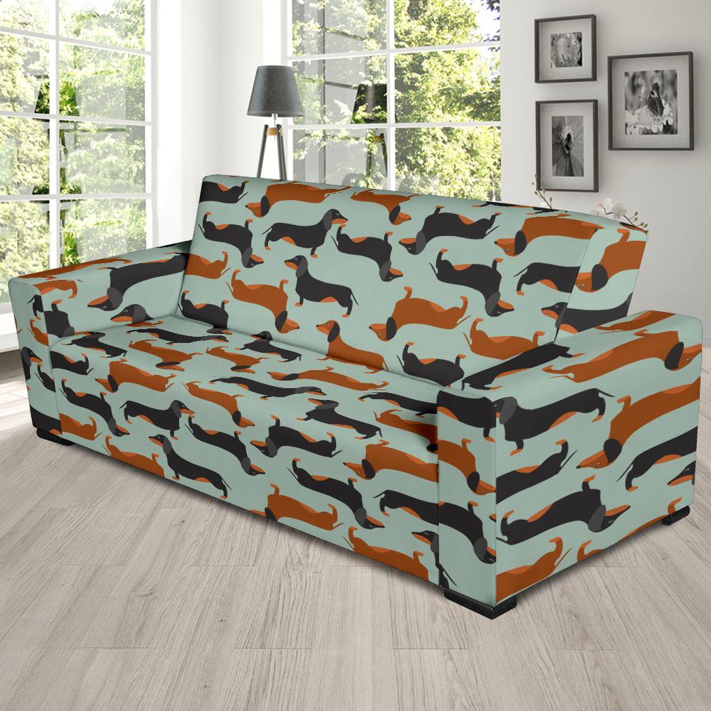 Dachshund Cute Print Pattern Sofa Slipcover-JTAMIGO.COM