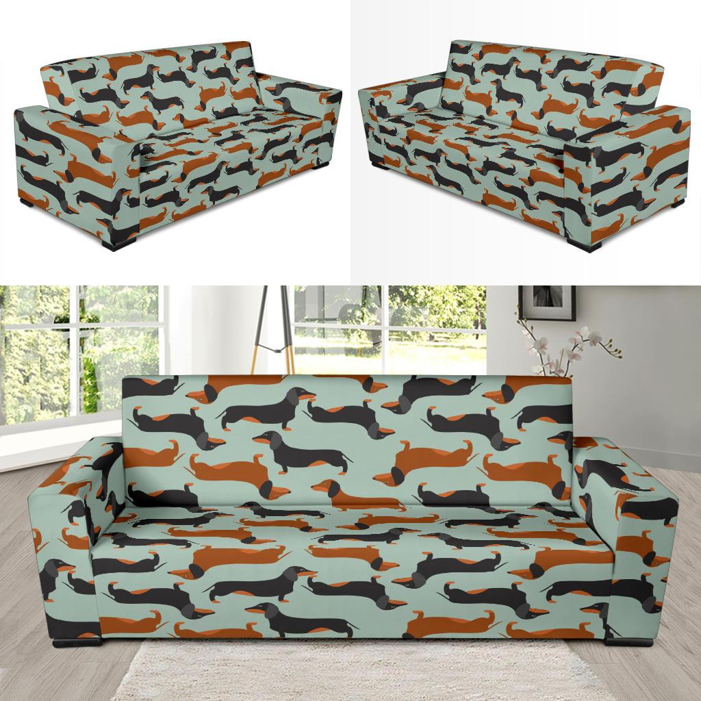 Dachshund Cute Print Pattern Sofa Slipcover-JTAMIGO.COM