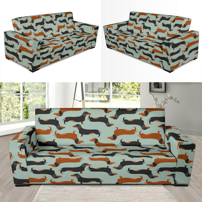 Dachshund Cute Print Pattern Sofa Slipcover-JTAMIGO.COM