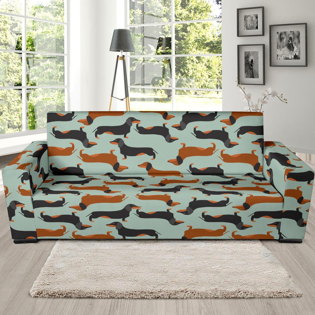 Dachshund Cute Print Pattern Sofa Slipcover-JTAMIGO.COM