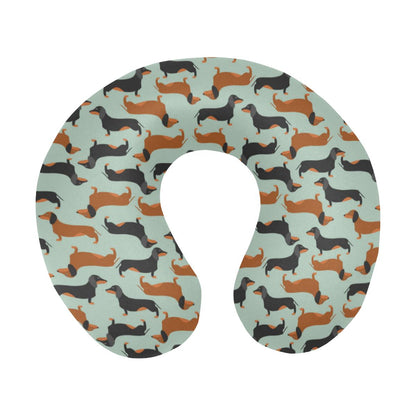 Dachshund Cute Print Pattern U-Shaped Travel Neck Pillow-JTAMIGO.COM