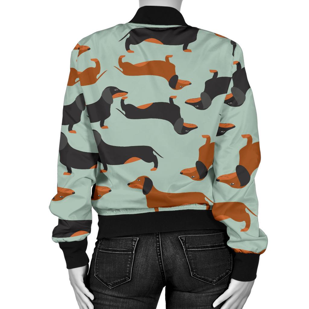 Dachshund Cute Print Pattern Women Casual Bomber Jacket