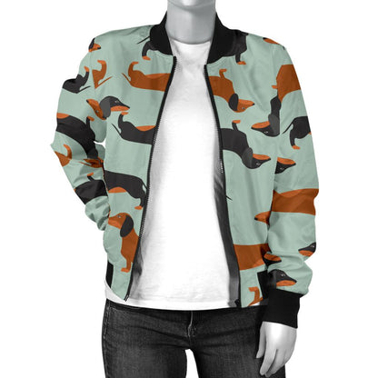 Dachshund Cute Print Pattern Women Casual Bomber Jacket