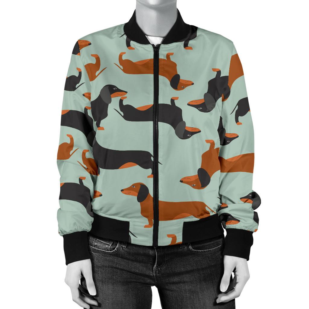 Dachshund Cute Print Pattern Women Casual Bomber Jacket
