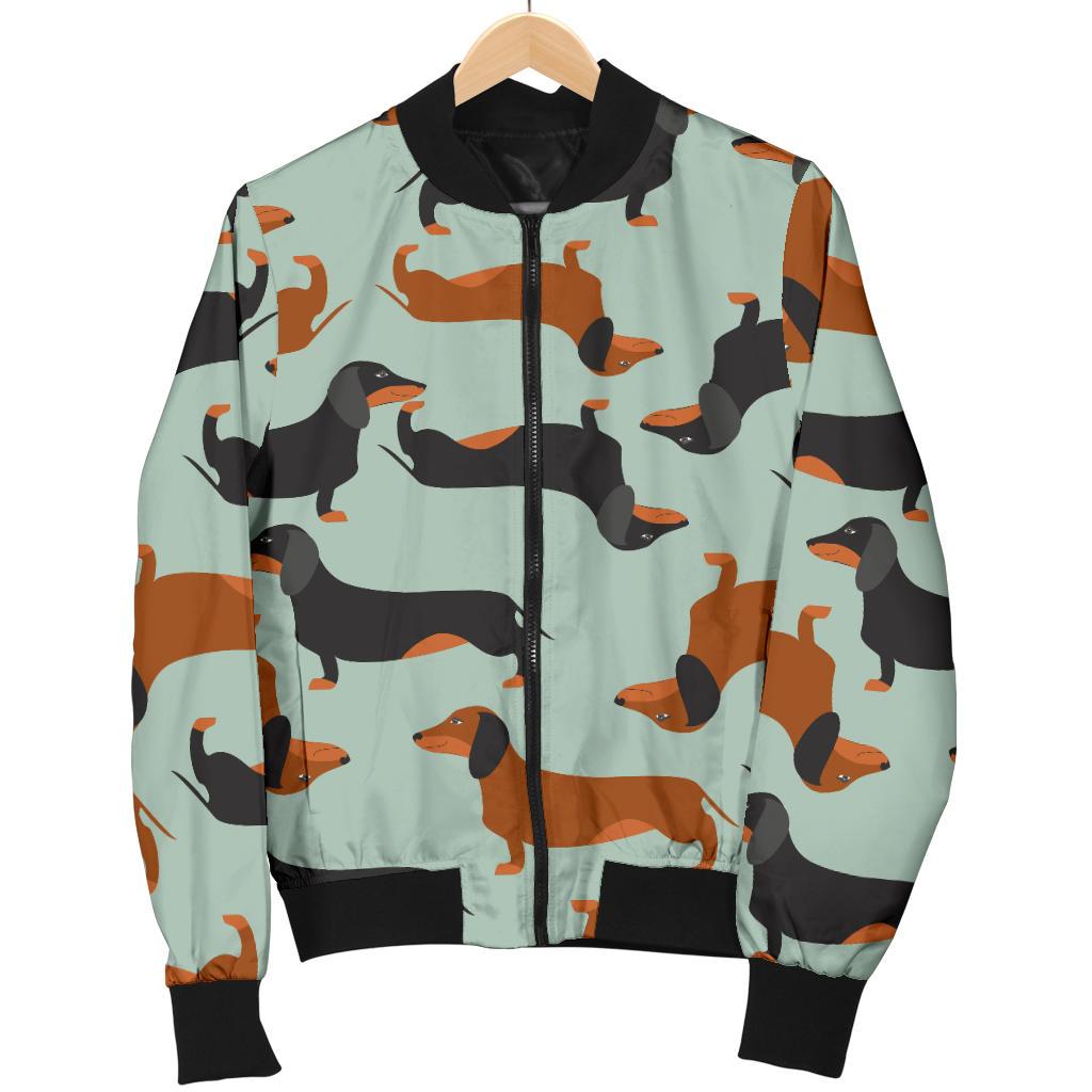 Dachshund Cute Print Pattern Women Casual Bomber Jacket