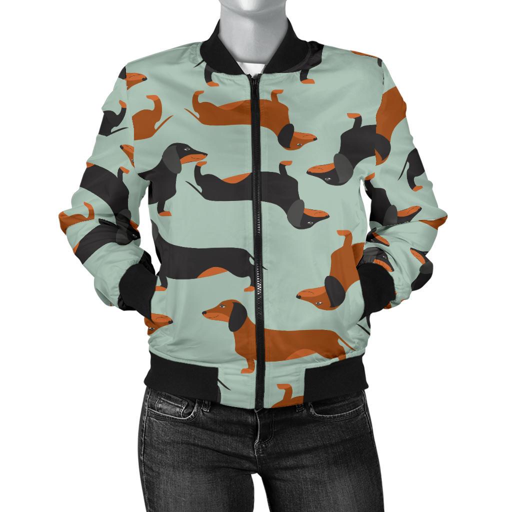 Dachshund Cute Print Pattern Women Casual Bomber Jacket