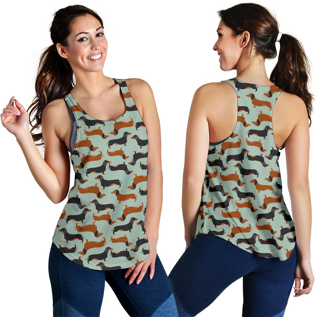Dachshund Cute Print Pattern Women Racerback Tank Top