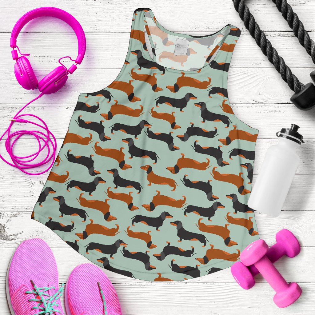 Dachshund Cute Print Pattern Women Racerback Tank Top