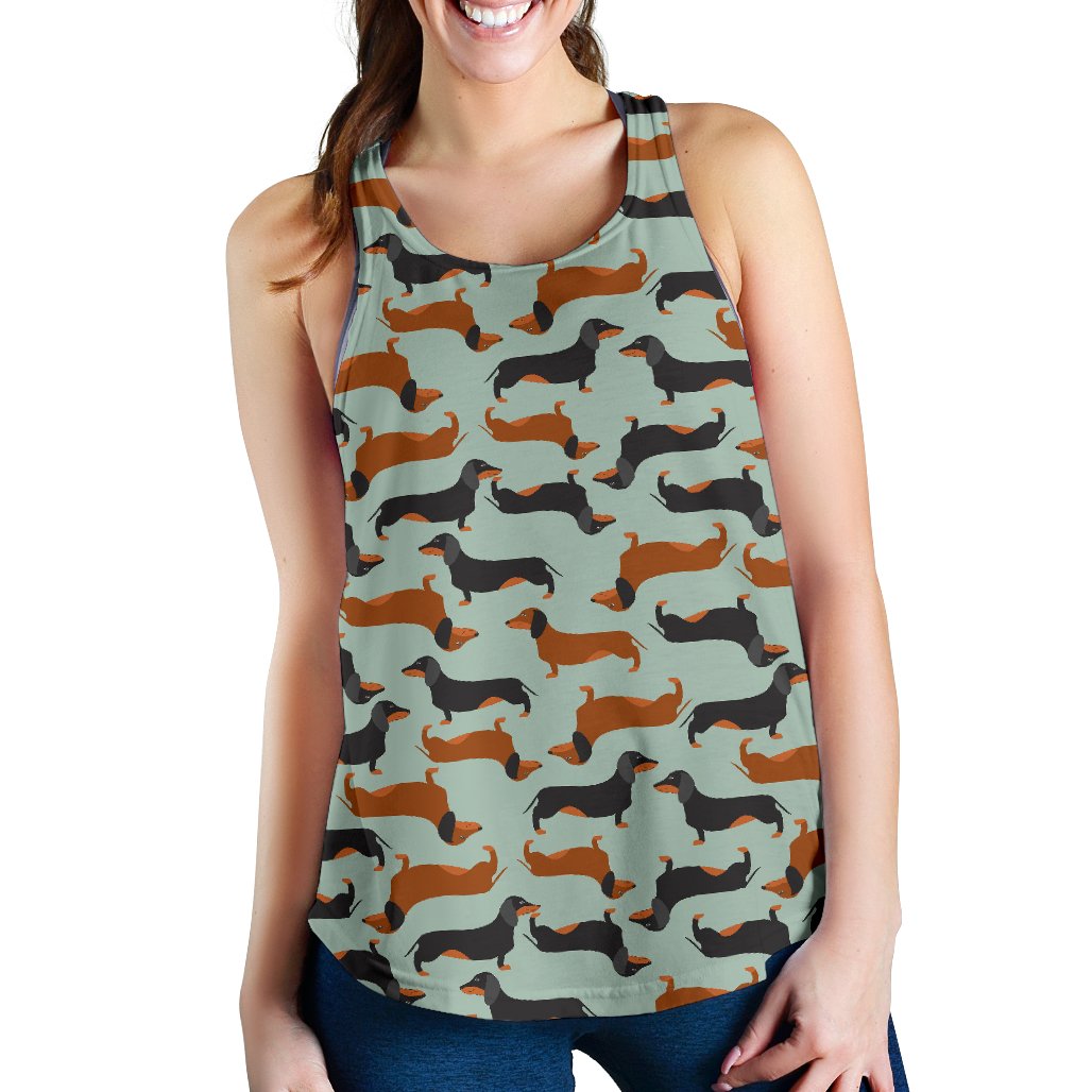 Dachshund Cute Print Pattern Women Racerback Tank Top