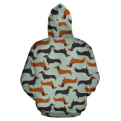 Dachshund Cute Print Pattern Zip Up Hoodie