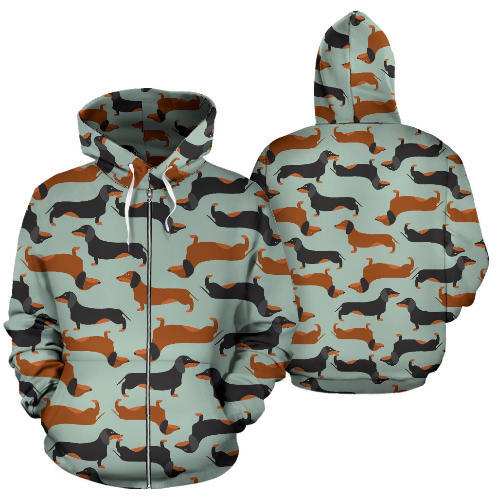 Dachshund Cute Print Pattern Zip Up Hoodie