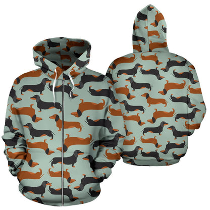 Dachshund Cute Print Pattern Zip Up Hoodie