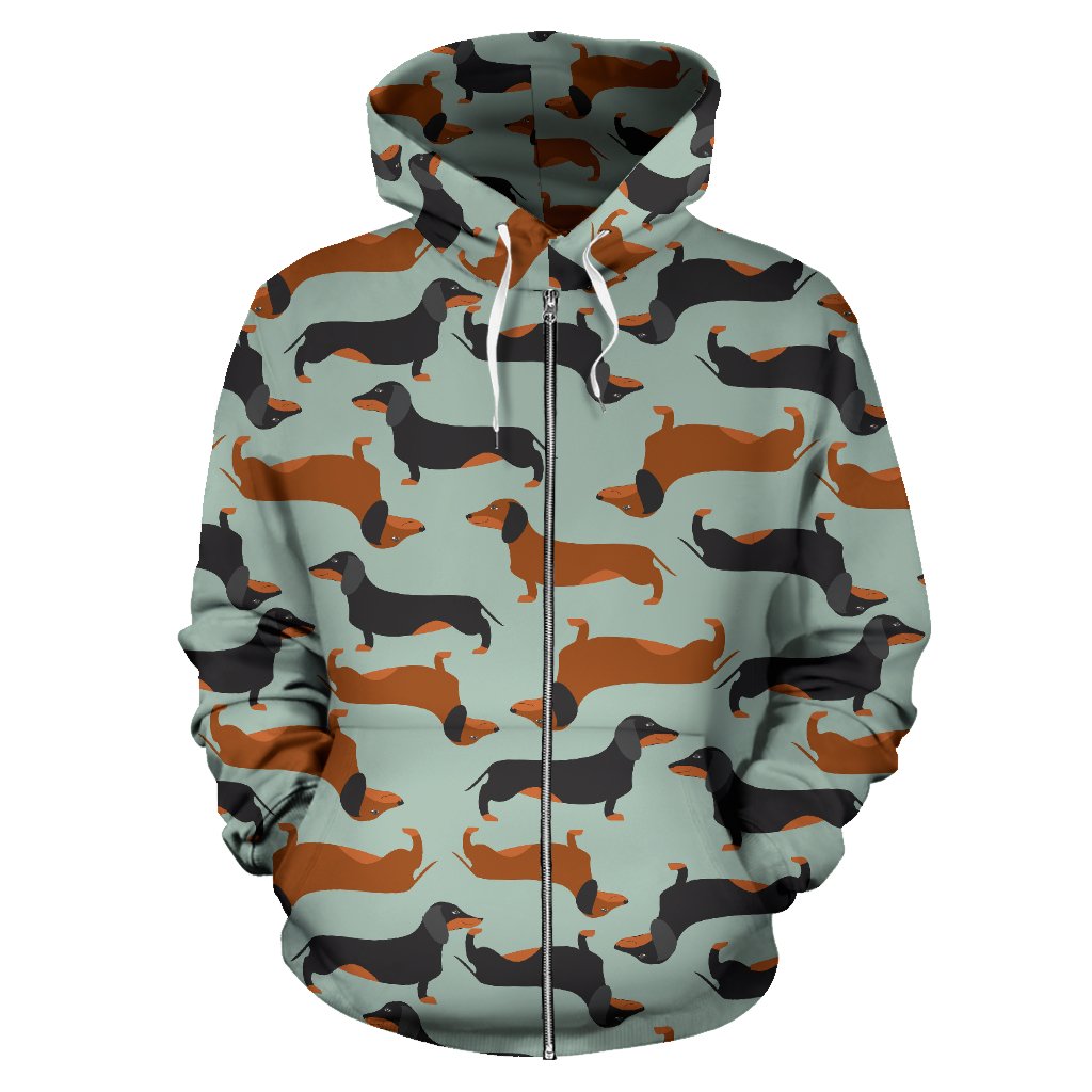 Dachshund Cute Print Pattern Zip Up Hoodie