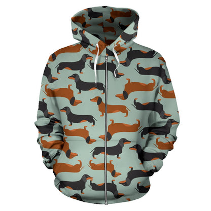 Dachshund Cute Print Pattern Zip Up Hoodie