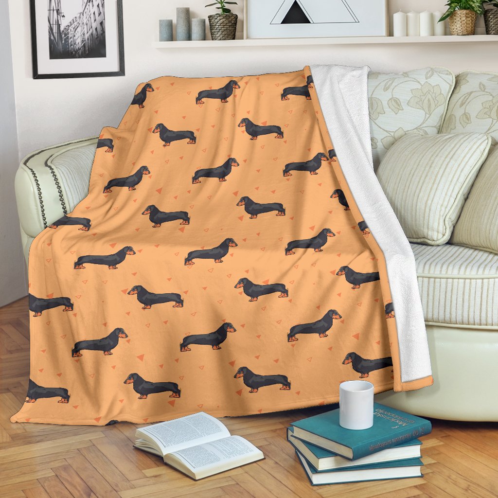Dachshund Draw Print Pattern Fleece Blanket