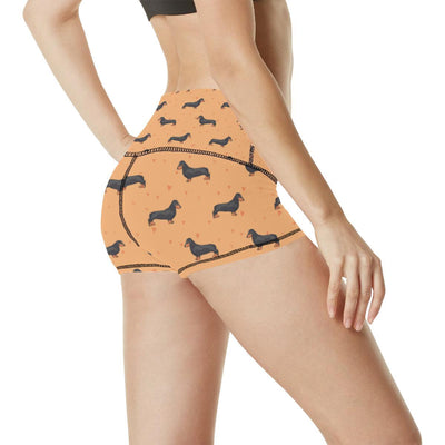 Dachshund Draw Print Pattern High Waisted Spandex Shorts-JTAMIGO.COM