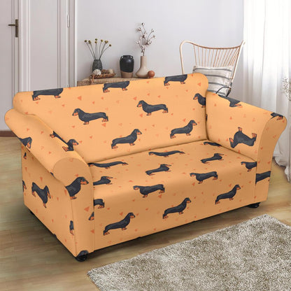 Dachshund Draw Print Pattern Loveseat Slipcover-JTAMIGO.COM