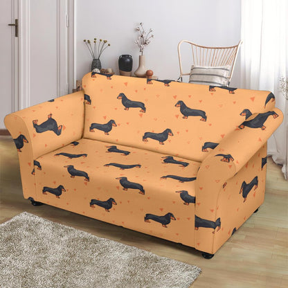 Dachshund Draw Print Pattern Loveseat Slipcover-JTAMIGO.COM