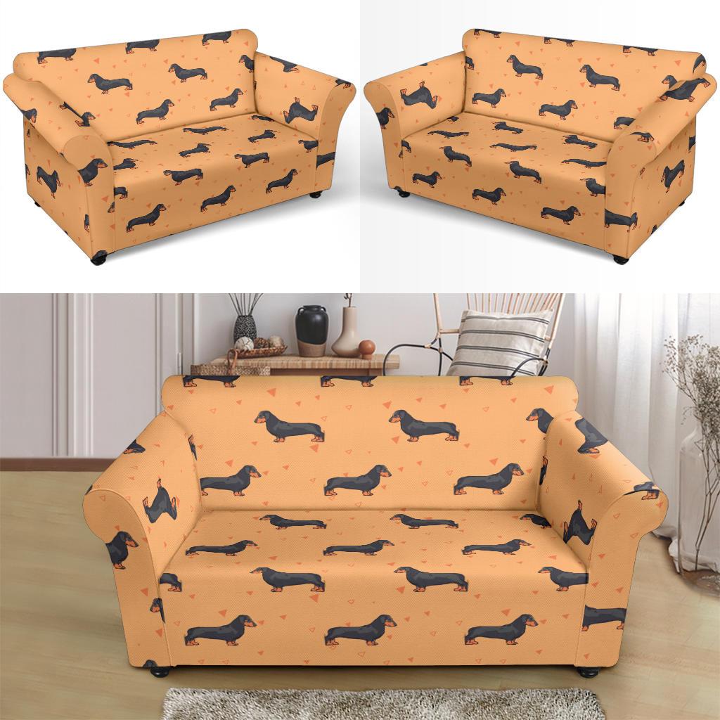 Dachshund Draw Print Pattern Loveseat Slipcover-JTAMIGO.COM