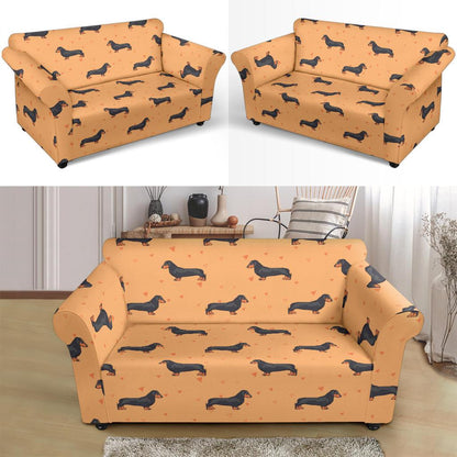 Dachshund Draw Print Pattern Loveseat Slipcover-JTAMIGO.COM
